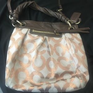 Coach Rose Gold/brown leather cross body bag